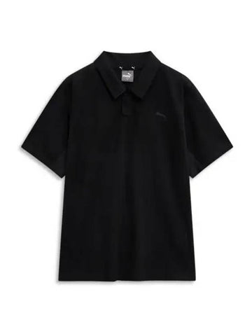 Mach Jacquard Knit Pk Shirt Black - PUMA - BALAAN 1