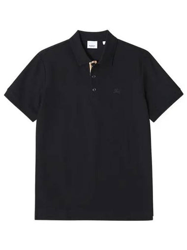 Men's Eddie Collar Short Sleeve Polo Shirt Black - BURBERRY - BALAAN 1