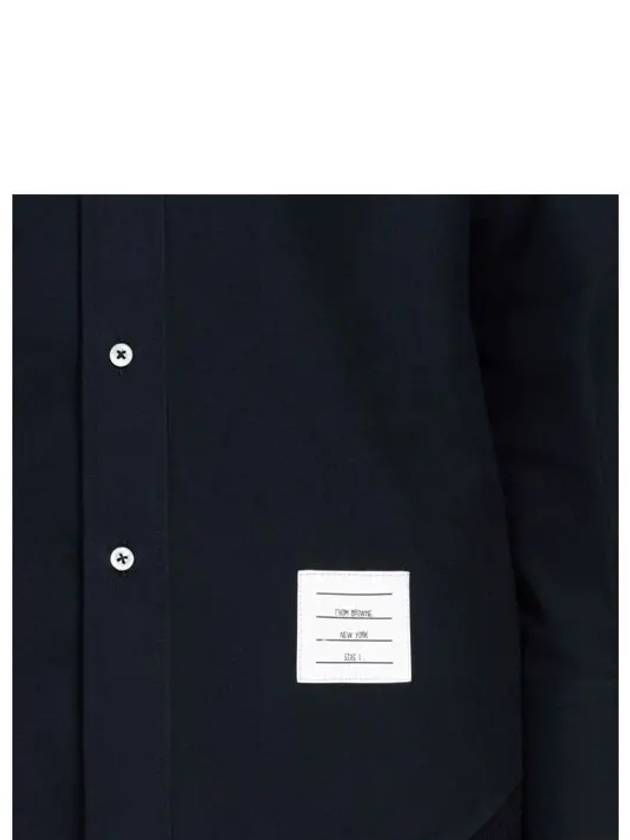 Men's Diagonal Solid Flannel Long Sleeve Shirt Navy - THOM BROWNE - BALAAN 9