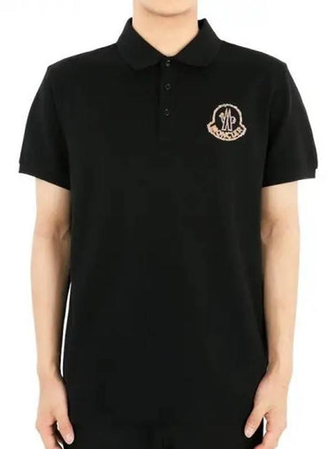 Men s Wappen Printing PK Short Sleeve Black 8A00023 89A16 998 270492 1062773 - MONCLER - BALAAN 1