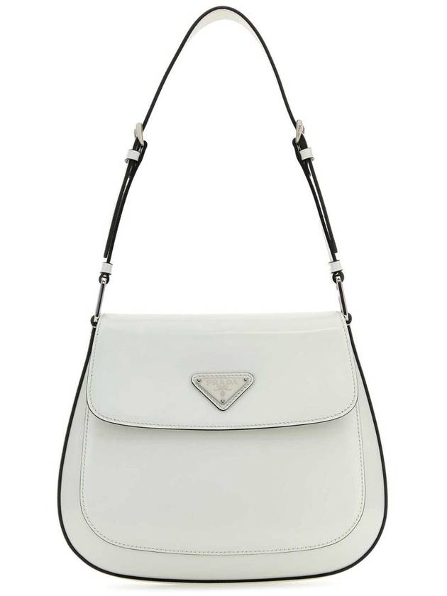 Cleo Brushed Leather Flap Shoulder Bag White - PRADA - BALAAN 2