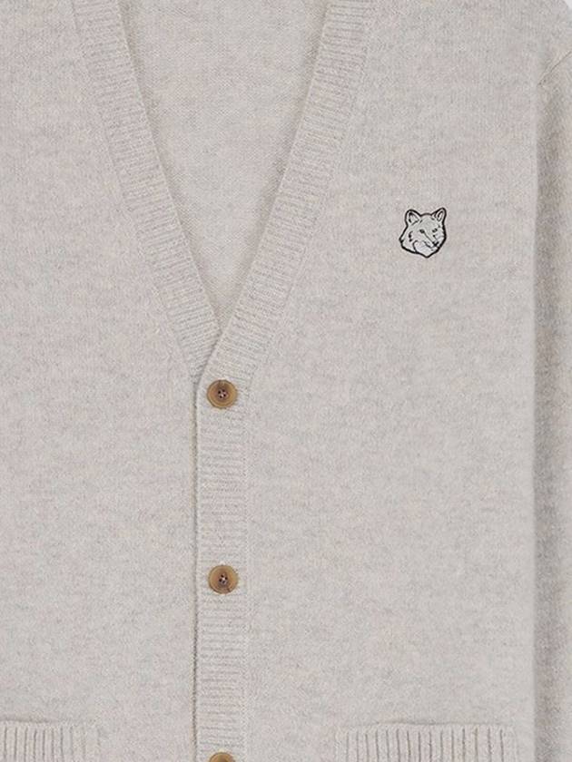 Bold Fox Head Patch Regular Lambswool Cardigan Light Grey - MAISON KITSUNE - BALAAN 4