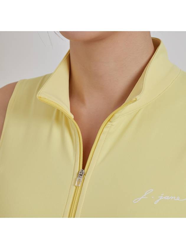 Golf Wear Front Zipper Double Flare One Piece Yellow - J JANE - BALAAN 5