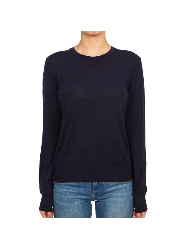 Regal Wool Crew Neck Knit Top Navy - THEORY - BALAAN 1