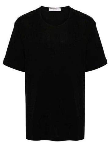 Rib U Neck Short Sleeve T-Shirt Black - LEMAIRE - BALAAN 1