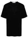 Rib U Neck Short Sleeve T-Shirt Black - LEMAIRE - BALAAN 1