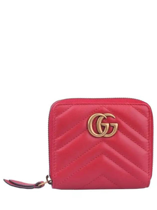 GG Marmont Matelasse Zipper Card Wallet Red - GUCCI - BALAAN.