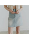 Damaged striped denim mini skirt light blue - NOIRER FOR WOMEN - BALAAN 2