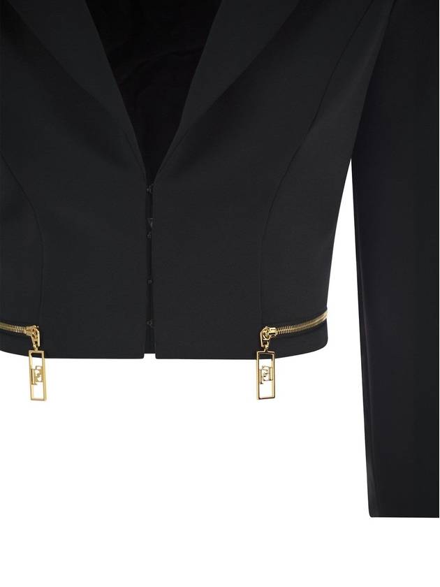 Stretch crepe cropped jacket with zip - ELISABETTA FRANCHI - BALAAN 4