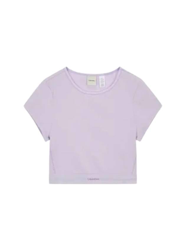 Stretch Ribbed Knit Crop Short Sleeve T-Shirt Lilac Quartz - CALVIN KLEIN - BALAAN 1