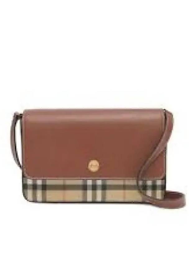 Vintage Check and Leather Penny Crossbody Bag Archive Beige Tan - BURBERRY - BALAAN 2