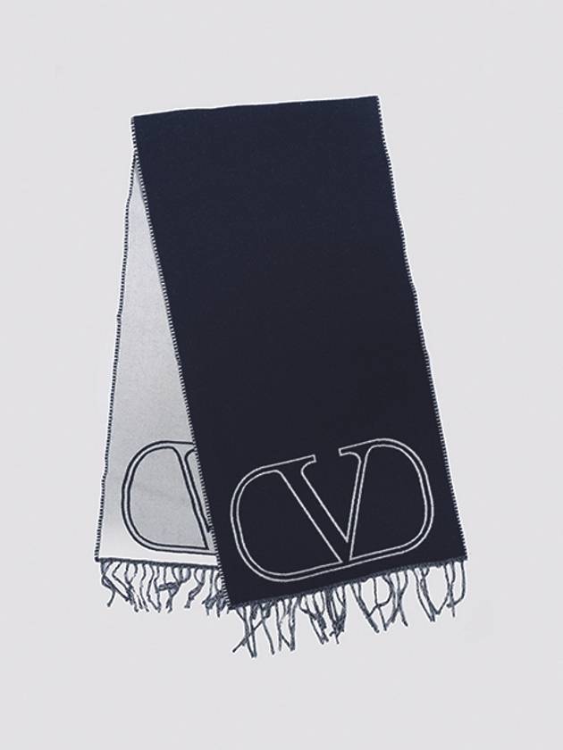 V Logo Jacquard Muffler Black - VALENTINO - BALAAN 2