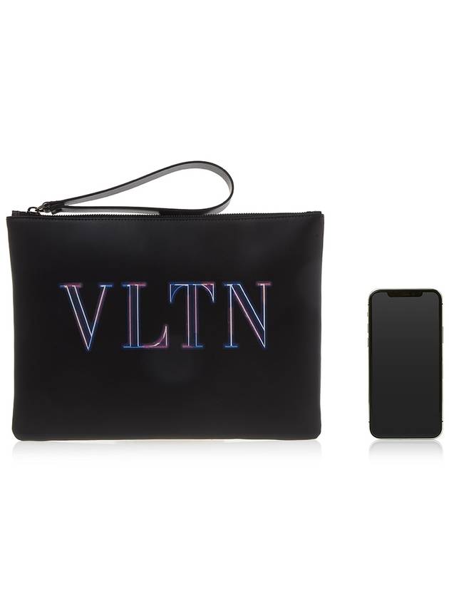 VLTN Neon Logo Clutch Bag Black - VALENTINO - BALAAN.