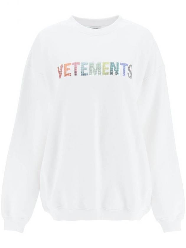 Multicolor Crystal Logo Sweatshirt White - VETEMENTS - BALAAN 1