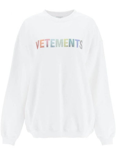 Multicolor Crystal Logo Sweatshirt White - VETEMENTS - BALAAN 1