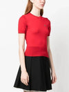 Women's ORB Logo Wool Silk Blend Crop Knit Top Red - VIVIENNE WESTWOOD - BALAAN 4