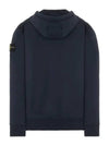 Cotton Fleece Garment Dyed Zip Up Hoodie Navy - STONE ISLAND - BALAAN 3