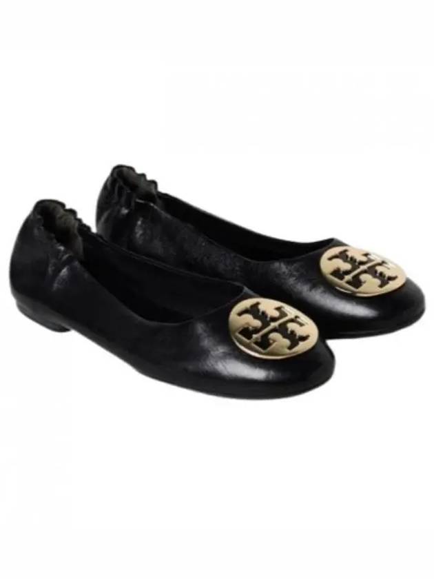 Logo Leather Ballerina Flat Black - TORY BURCH - BALAAN 2