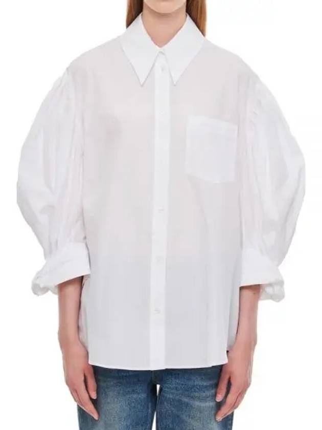 Simone Rocha Oversized Roll up Sleeve Shirt White 51030109 - SIMONE ROCHA - BALAAN 1