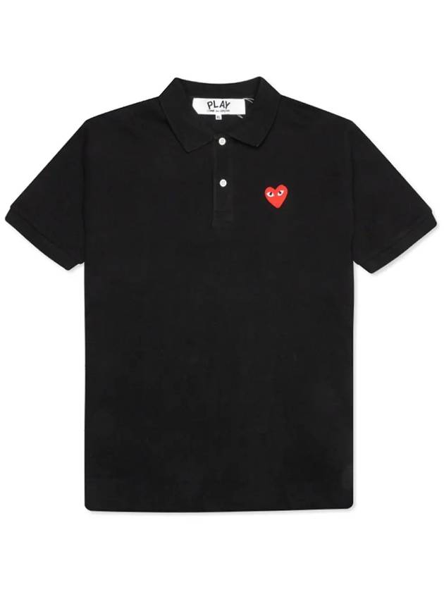 Red Heart Wappen Polo Shirt Black - COMME DES GARCONS - BALAAN 3