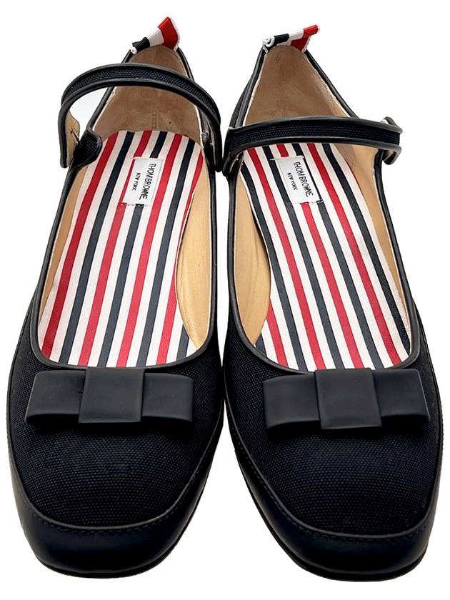 Black Cotton Canvas Tom John Tennis Block Heel FFH218A 05390 001 - THOM BROWNE - BALAAN 4