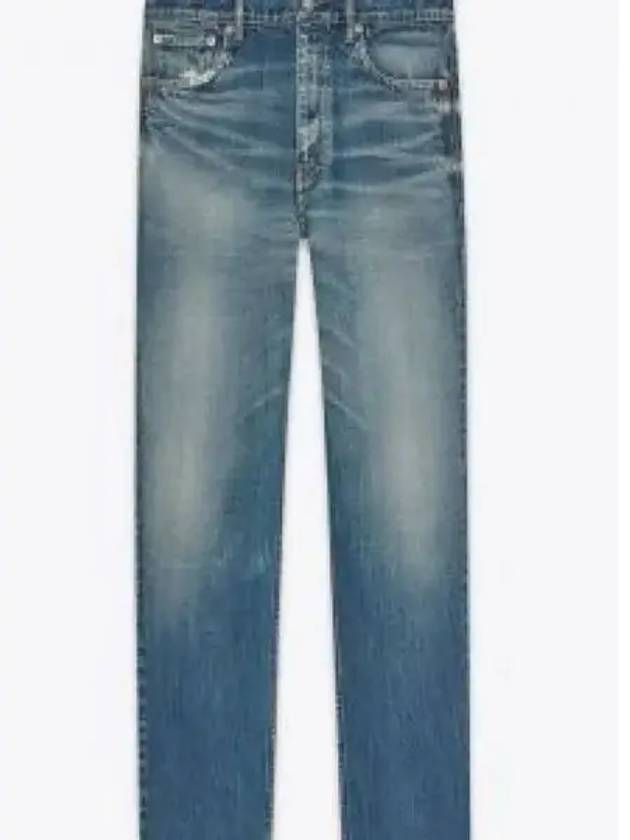 Denim Straight Jeans Blue - SAINT LAURENT - BALAAN 2