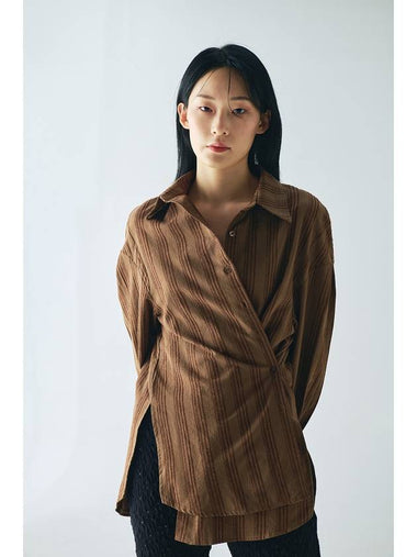 Stripe Oversized Shirts Brown - GYEOL - BALAAN 1