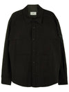 Technical Heart Logo Patch Pocket Long Sleeve Shirt Black - AMI - BALAAN 1