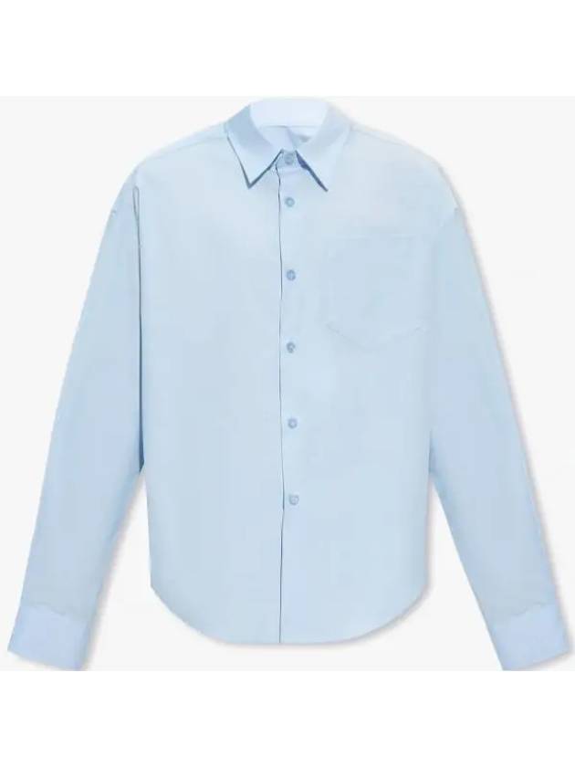 Chest Pocket Boxy Fit Poplin Long Sleeve Shirt Sky Blue - AMI - BALAAN 2