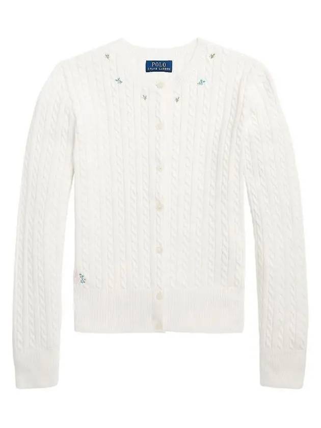 Kids Women s Flower Embroidery Cardigan White 901280 002 - POLO RALPH LAUREN - BALAAN 1