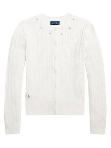 Kids Women s Flower Embroidery Cardigan White 901280 002 - POLO RALPH LAUREN - BALAAN 1