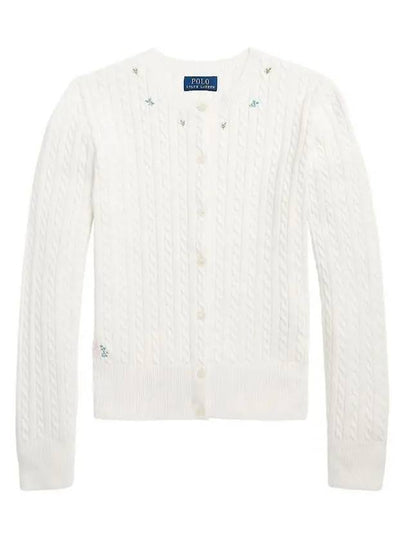 Kids Women s Flower Embroidery Cardigan White 901280 002 - POLO RALPH LAUREN - BALAAN 2