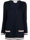 Cricket Stripe Lightweight Textured Cotton V-Neck Cardigan Navy - THOM BROWNE - BALAAN 5