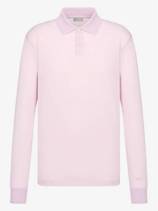 Men's Lightweight Cotton Blend Jersey Polo Shirt Pink - DIOR - BALAAN 2