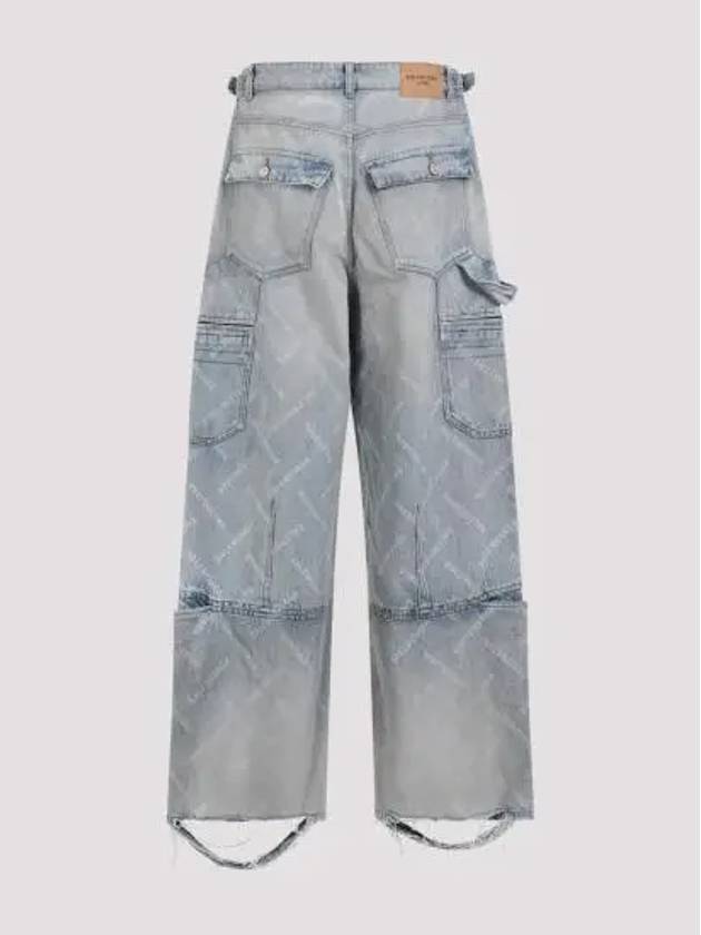 Bal Diagonal Allover Cargo Wide Jeans Blue - BALENCIAGA - BALAAN 6