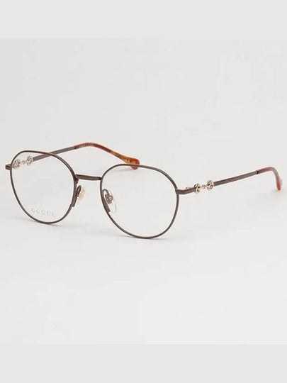 Eyewear Horsebit Round Metal Eyeglasses Brown - GUCCI - BALAAN 2