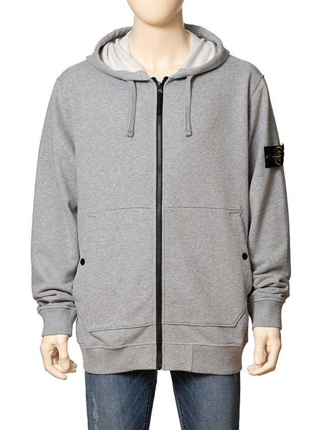 Wappen Patch Cotton Zip Up Hoodie Melange Grey - STONE ISLAND - BALAAN 2