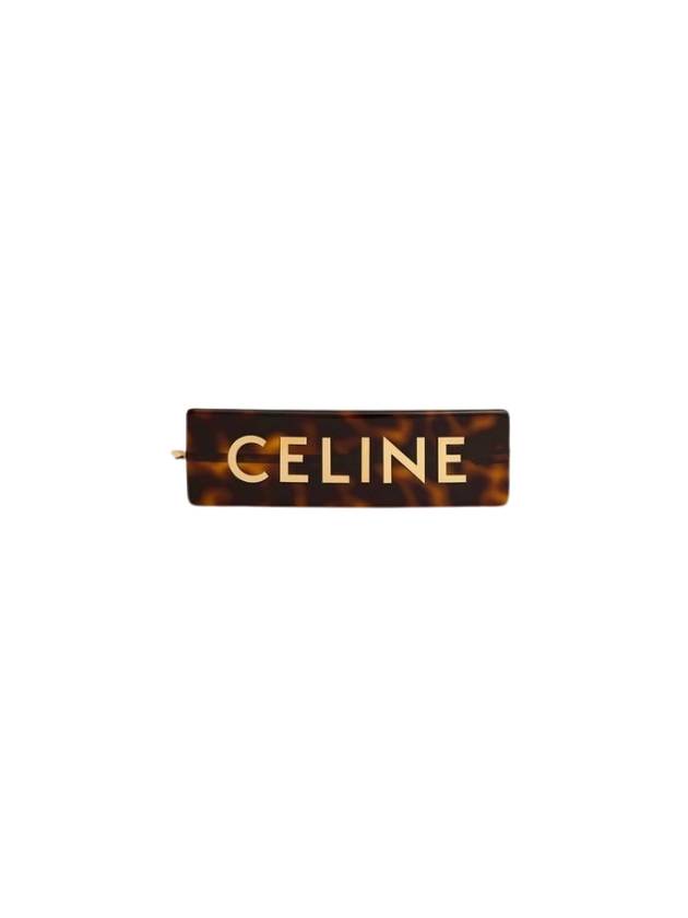 Logo Signature Acetate Hair Slide Dark Havana Gold - CELINE - BALAAN 1