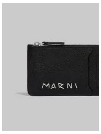 Embroidered Logo Card Wallet Black - MARNI - BALAAN 2