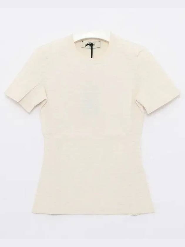 FF Viscose Short Sleeve Knit Top White - FENDI - BALAAN 2