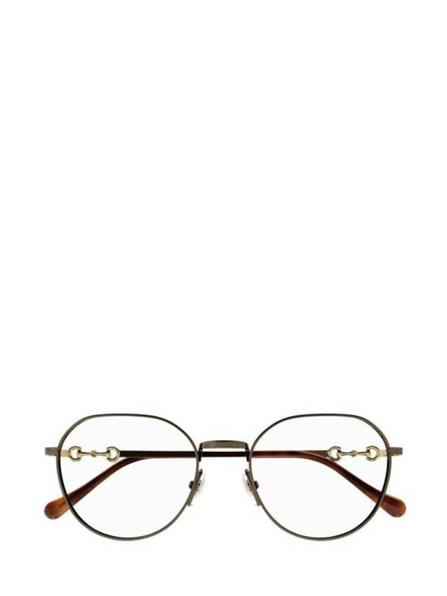 Eyewear Horsebit Round Metal Eyeglasses Brown - GUCCI - BALAAN 1