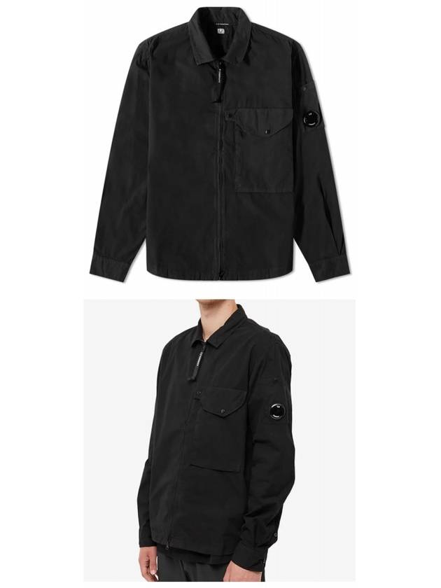 Garment Dyeing Lens Wappen Zip-Up Long Sleeve Shirt Black - CP COMPANY - BALAAN 5