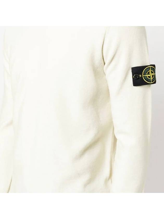 Men's Wappen Patch Crew Neck Wool Knit Top Ivory - STONE ISLAND - BALAAN 5