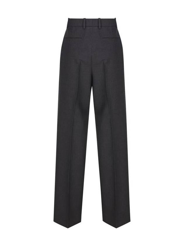 Wool Gabardine Wide Pants Dark Grey - GUCCI - BALAAN 3