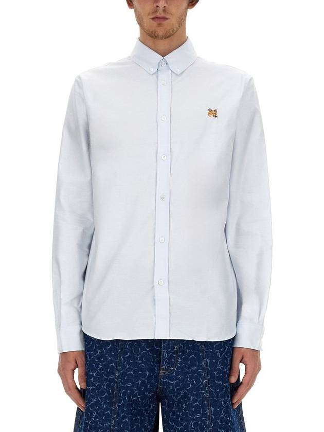 Fox Head Embroidery Long Sleeve Shirt Blue - MAISON KITSUNE - BALAAN 2