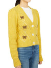 Embroidered Butterfly Pointel Alpaca Cardigan Yellow - ALESSANDRA RICH - BALAAN 4