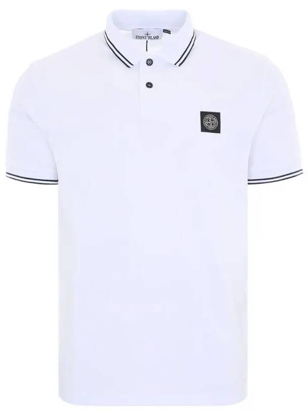 Stretch Cotton Pique Short Sleeve Polo Shirt White - STONE ISLAND - BALAAN 2