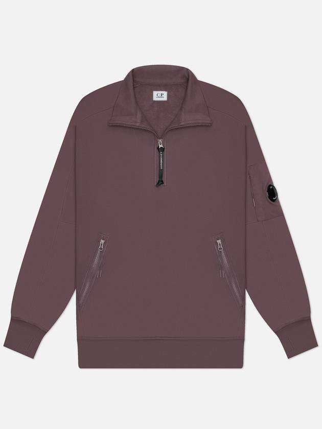 Diagonal Raised Fleece Half Zipped Sweatshirt Purple - CP COMPANY - BALAAN 2