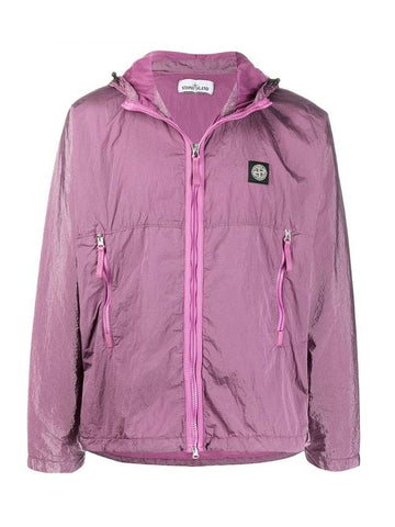 Logo Patch Wappen Nylon Metal Hooded Jacket Pink - STONE ISLAND - BALAAN 1