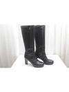 Black leather chain long boots size 37 - CHANEL - BALAAN 1